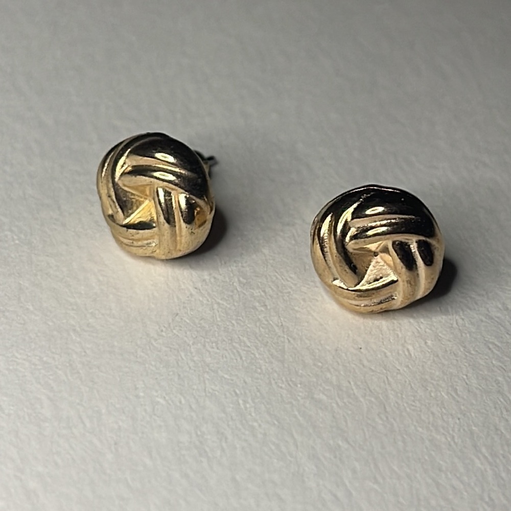 Vintage Infinity Love Knot 14k Gold Plated Rhodium Hypoallergenic Stud Earrings - Picture 8 of 12